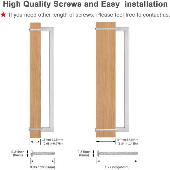 50 Pack Hole Centers 10 inch 256mm Square Kitchen Cabinet Handles,Brushed Satin Nickel Kitchen Cabinet Pulls,Stainless Steel Dresser Drawer Handles