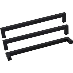 25Pack Black Square Bar Cabinet Pull Drawer Handle Stainless Steel Modern Hardware for Kitchen and Bathroom Cabinets Cupboard, Center to Center 12-3/5in(320mm)