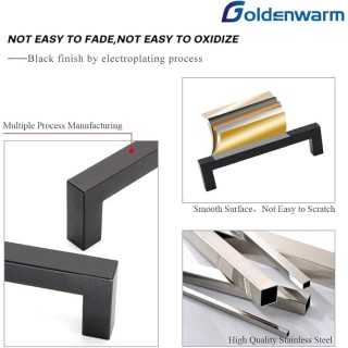 25Pack Black Square Bar Cabinet Pull Drawer Handle Stainless Steel Modern Hardware for Kitchen and Bathroom Cabinets Cupboard, Center to Center 12-3/5in(320mm)