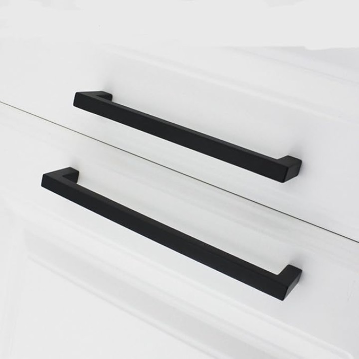 25Pack Black Square Bar Cabinet Pull Drawer Handle Stainless Steel Modern Hardware for Kitchen and Bathroom Cabinets Cupboard, Center to Center 12-3/5in(320mm)