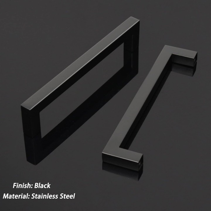 50 Pack Black Square Kitchen Cabinet Pulls,Hole Centers 6.25inch Stainless Steel Cabinet Handles,Square Corner Bar Black Dresser Drawer Pull Handles