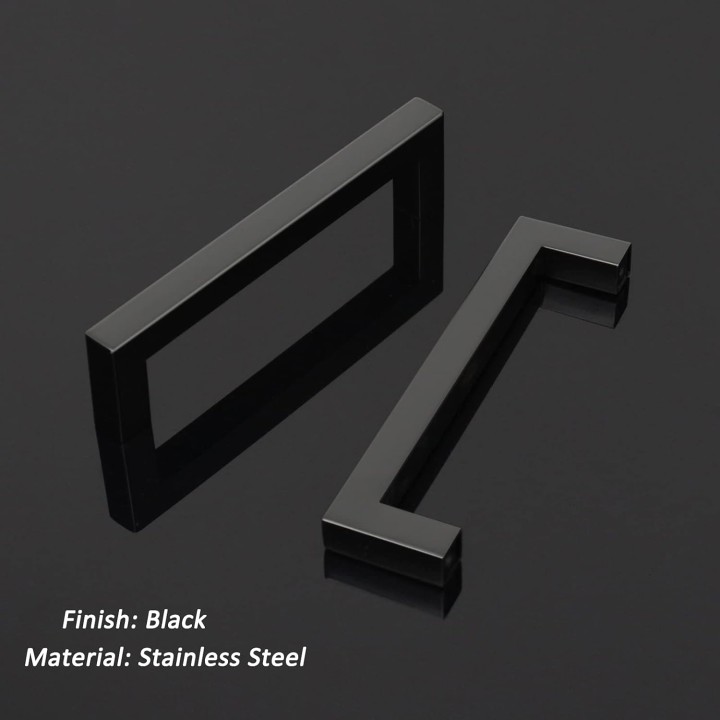50 Pack Square Black Kitchen Cabinet Pulls,Stainless Steel 5inch Hole Centers Black Cabinet Handles,Square Corner Bar Black Dresser Drawer Pull Handles