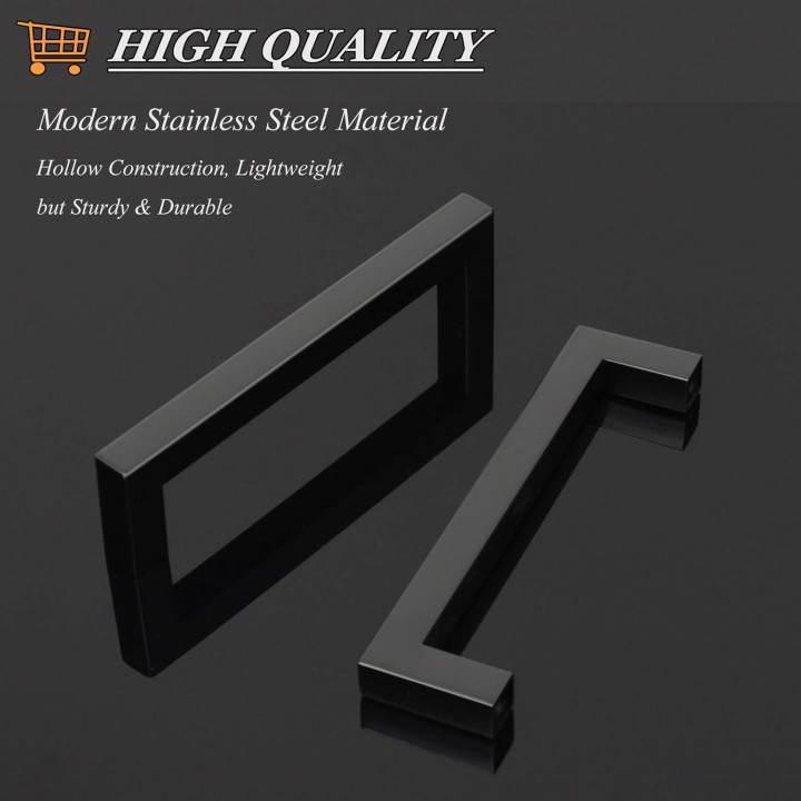 (50 Pack Stainless Steel Flat Black Cabinet Handles 5 Inch(128mm) Hole Center Kitchen Drawer Pulls Stainless Steel Modern Square Hardware