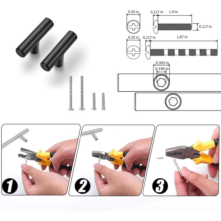 Cabinet Pulls Matte Black Stainless Steel Kitchen Cupboard Handles Cabinet Handles 2”Length, 30-Pack