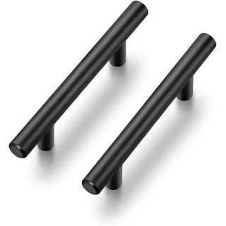 Cabinet Pulls Matte Black Stainless Steel Kitchen Cupboard Handles Cabinet Handles 6”Length, 3.75” Hole Center 10-Pack
