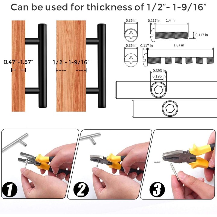 30 Pack | 5 Inch Cabinet Pulls Matte Black Stainless Steel Kitchen Drawer Pulls Cabinet Handles 5 InchLength, 3 Inch Hole Center