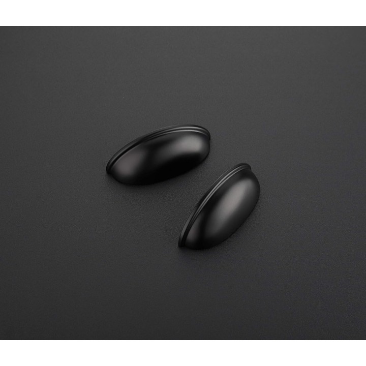 10 Pack 3" Drawer Pulls Flat Black Cabinet Cup Pulls Kitchen Hardware Cabinet Handles Drawer Handles Knobs 3 inch Hole Center