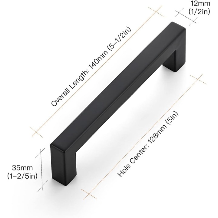 30 Pack 5 Inch Kitchen Square Cabinet Handles Matte Black Cabinet Pulls Black Drawer Pulls Kitchen Cabinet Hardware Kitchen Handles for Cabinets Cupboard Handles Drawer handles