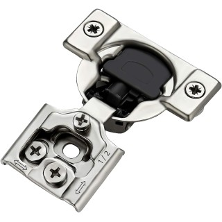 60 Pack 30 Pairs 1/2 inch Overlay Soft Close Hinges for Kitchen Cabinet Hinges Satin Nickel Hidden Hinges Stainless Steel Concealed Hinge self Closing