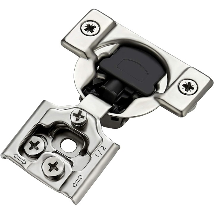 60 Pack 30 Pairs 1/2 inch Overlay Soft Close Hinges for Kitchen Cabinet Hinges Satin Nickel Hidden Hinges Stainless Steel Concealed Hinge self Closing