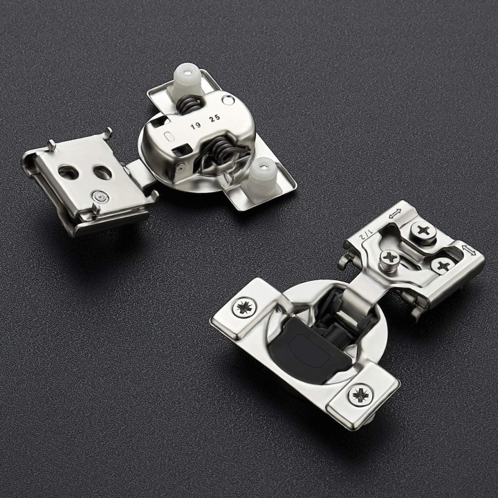 60 Pack 30 Pairs 1/2 inch Overlay Soft Close Hinges for Kitchen Cabinet Hinges Satin Nickel Hidden Hinges Stainless Steel Concealed Hinge self Closing