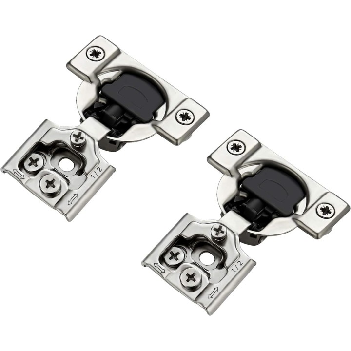 60 Pack 30 Pairs 1/2 inch Overlay Soft Close Hinges for Kitchen Cabinet Hinges Satin Nickel Hidden Hinges Stainless Steel Concealed Hinge self Closing