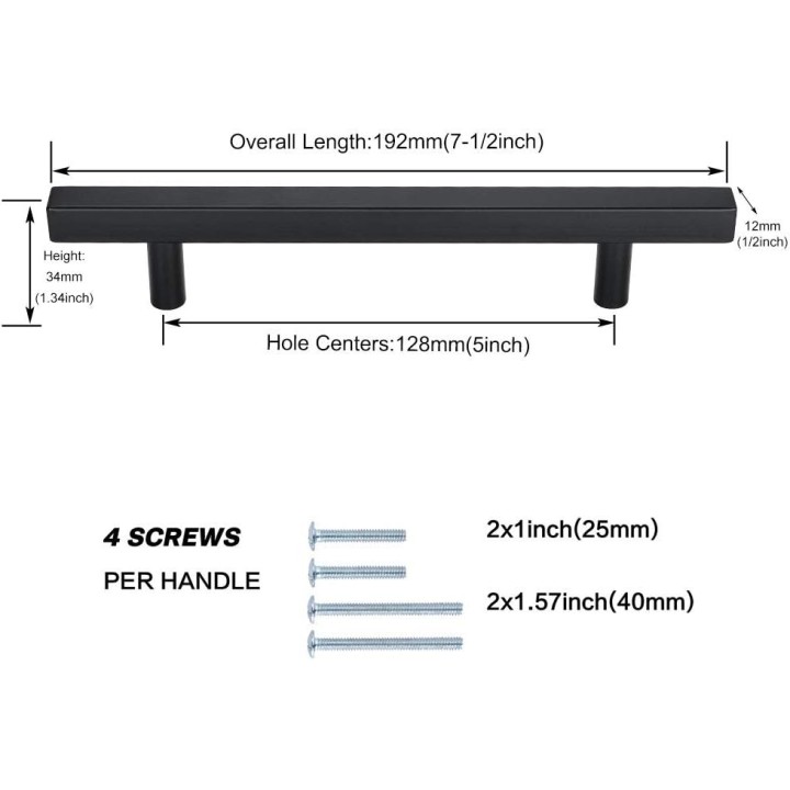 Peaha Case of 50, Black Cabinet Pulls 5in Drawer Handles - PHJ22BK128 Cabinet Pulls Black Matte Cabinet Handles Kitchen Hardware for Cabinets Black Dresser Drawer Pulls