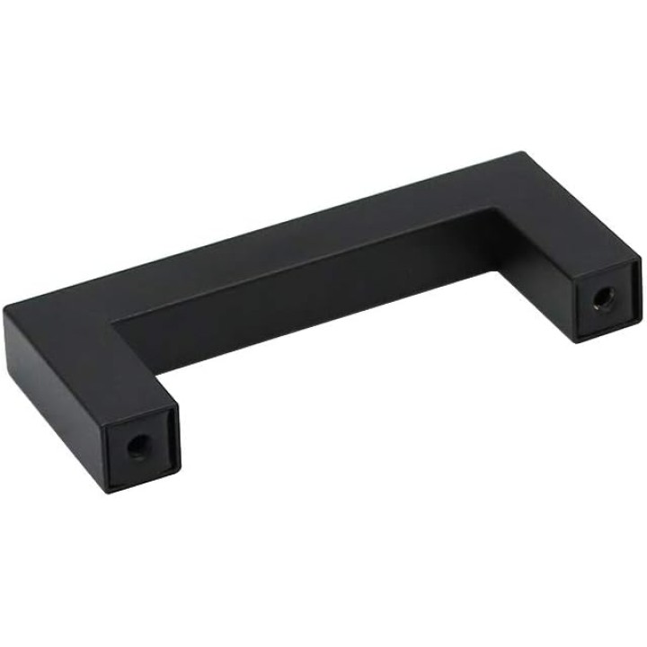 50PCS Black Kitchen Cabinet Handles Modern Pulls for Cabinets J12BK76 Flat Black Cabinet Pulls 3 Inch(76mm) Hole Spacing Square Bar Drawer Pulls 5 Inch Overall Length