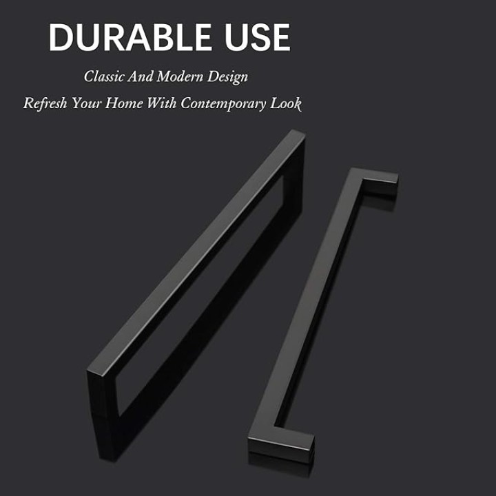 50 Pack Black Square Dresser Drawer Pulls Stainless Steel Modern Kitchen Cabinet Handles Bathroom Cabinet Handles, Center to Center 10"