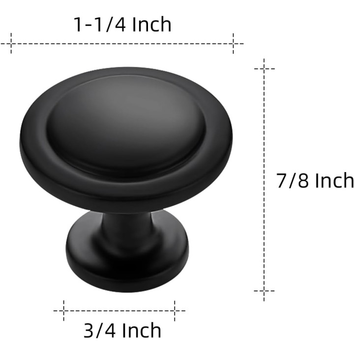 30 Pack 1-1/4 inch Kitchen Cabinet Knobs Drawer Dresser Knobs Matte Black Zinc, Drawer Pulls Door Handles Knobs