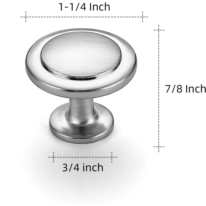 30 Pack 1-1/4 inch Kitchen Cabinet Knobs Dresser Drawer Brushed Nickel Zinc Pulls Door Handles for Drawers
