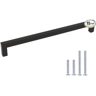 LSJ12BK 15 Pack Stainless Steel Gold Cabinet Pulls, Furniture Handles for Kitchen Cabinet Furniture Black