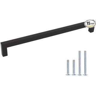 LSJ12BK 15 Pack Stainless Steel Gold Cabinet Pulls, Furniture Handles for Kitchen Cabinet Furniture Black