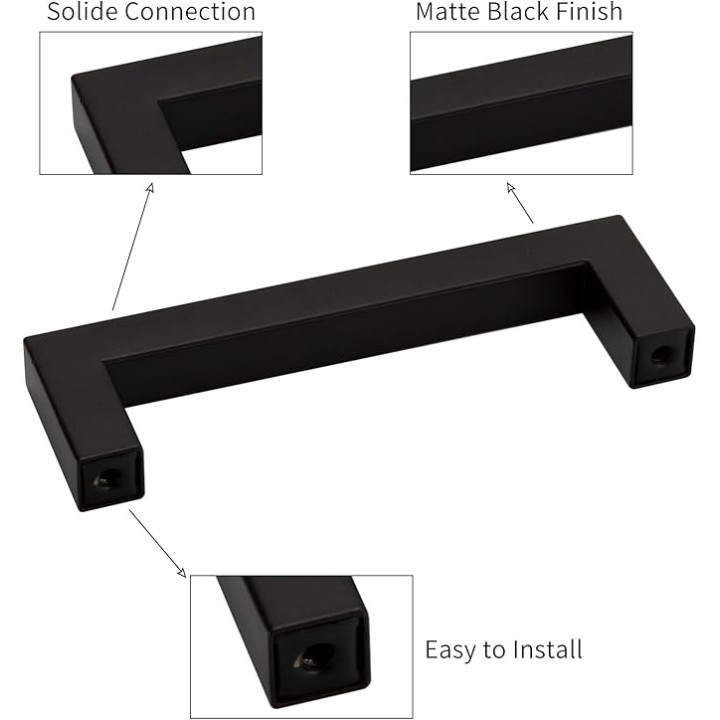 LSJ12BK 15 Pack Stainless Steel Gold Cabinet Pulls, Furniture Handles for Kitchen Cabinet Furniture Black