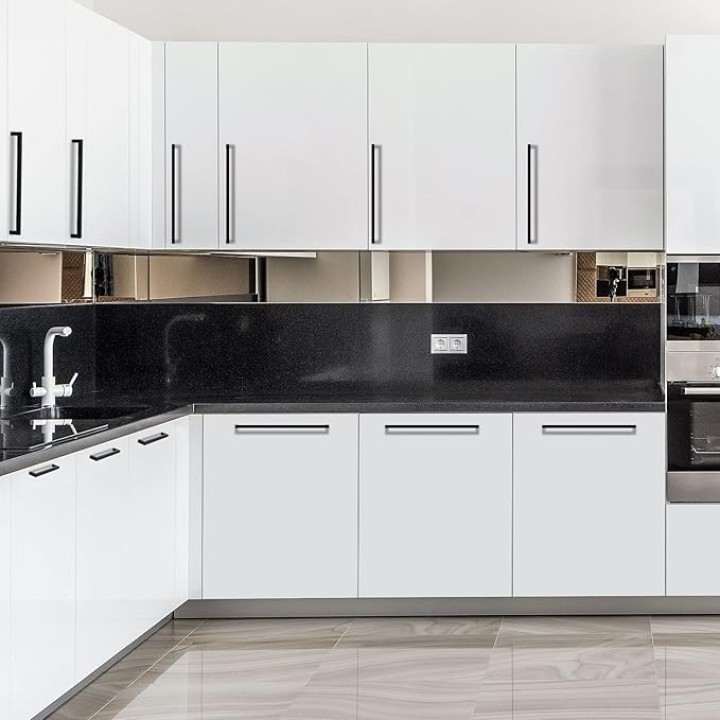 LSJ12BK 15 Pack Stainless Steel Gold Cabinet Pulls, Furniture Handles for Kitchen Cabinet Furniture Black