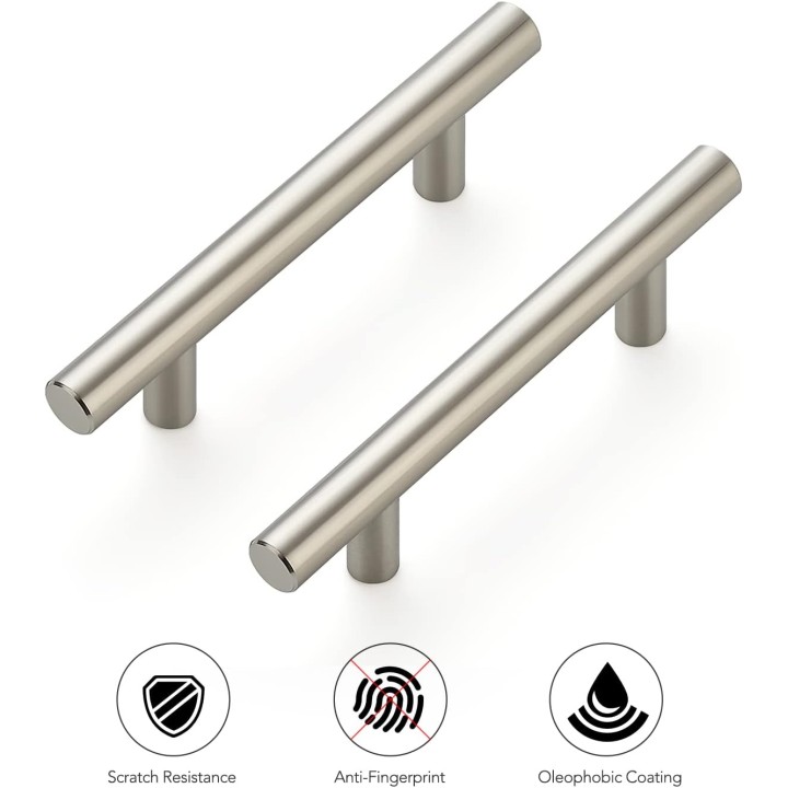 30 Pack | 5'' Cabinet Pulls Satin Nickel Stainless Steel Kitchen Drawer Pulls Cupboard Pulls Brushed Nickel Cabinet Handles 5”Length with 3” Hole Center