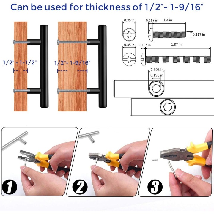 35 Pack | 5'' Cabinet Pulls Matte Black Stainless Steel Kitchen Drawer Pulls Cabinet Handles 5”Length, 3” Hole Center