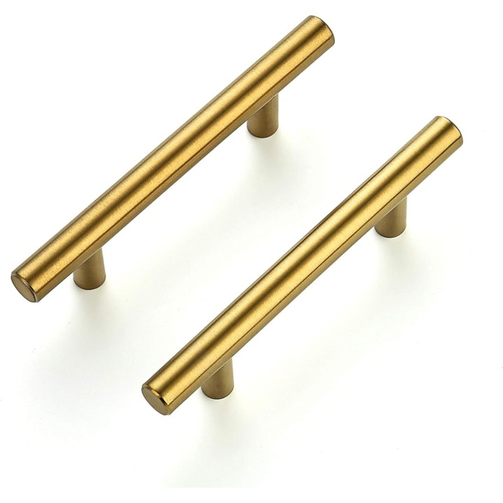 30 Pack 5 Inch Cabinet Pulls Brushed Brass Stainless Steel Kitchen Drawer Pulls Cabinet Handles 5”Length, 3” Hole Center