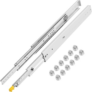 Drawer Slides, 1 Pair 60inch Locking Drawer Slides, 500lbs Load Capacity, Side Mount Ball Bearing Drawer Glides, Long Full Extension Drawer Slide
