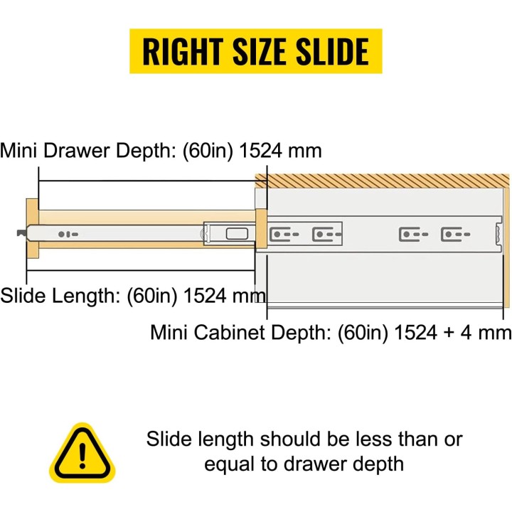 Drawer Slides, 1 Pair 60inch Locking Drawer Slides, 500lbs Load Capacity, Side Mount Ball Bearing Drawer Glides, Long Full Extension Drawer Slide