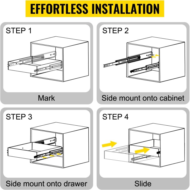 Drawer Slides, 1 Pair 60inch Locking Drawer Slides, 500lbs Load Capacity, Side Mount Ball Bearing Drawer Glides, Long Full Extension Drawer Slide
