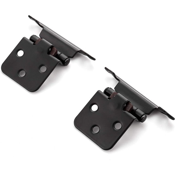 60 Pack 30 Pairs 1/2'' Overlay Cabinet Hinges Black Semi-Concealed Cupboard Hinges Face Mount Cabinet Hardware Self-Closing Cabinet Hinges Decorative Kitchen Cabinet Hinges with Door Bumpers
