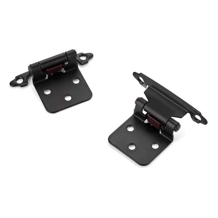 60 Pack 30 Pairs 1/2'' Overlay Cabinet Hinges Black Semi-Concealed Cupboard Hinges Face Mount Cabinet Hardware Self-Closing Cabinet Hinges Decorative Kitchen Cabinet Hinges with Door Bumpers