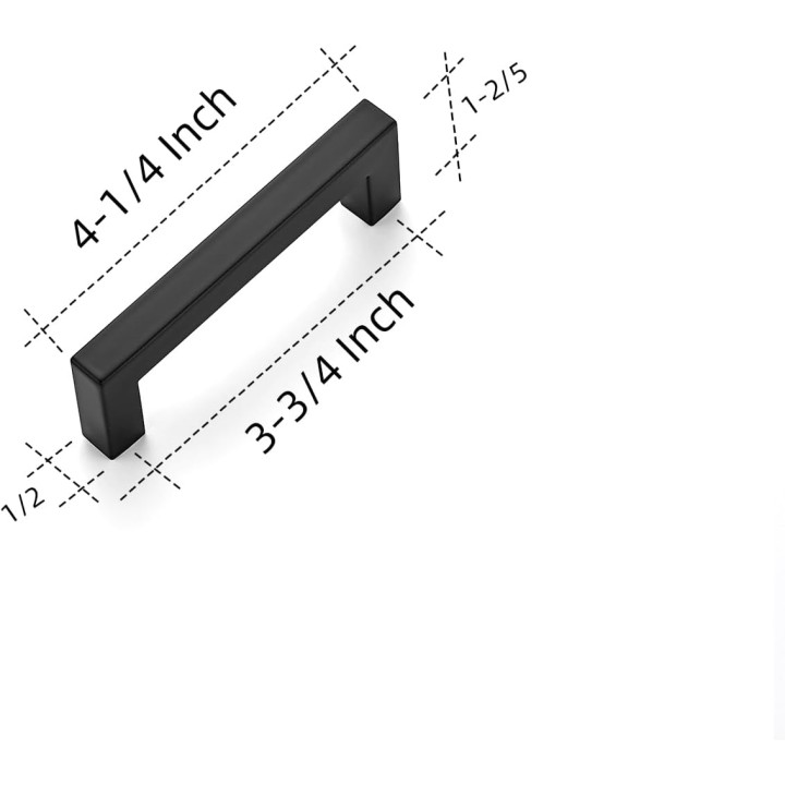 45 Pack 3-3/4 Inch Kitchen Square Cabinet Handles Matte Black Cabinet Pulls Black Drawer Pulls Kitchen Cabinet Hardware Kitchen Handles