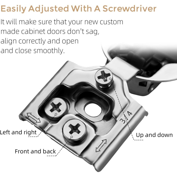 60 Pack 30 Pairs 3/4 inch Overlay Soft Close Hinges for Kitchen Cabinet Hinges Satin Nickel Hidden Hinges Stainless Steel Concealed Hinge self Closing