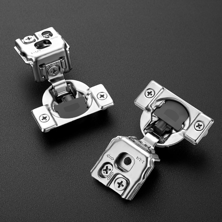 60 Pack 30 Pairs 1-1/4 inch Overlay Soft Close Hinges for Kitchen Cabinet Hinges Satin Nickel Hidden Hinges Stainless Steel Concealed Hinge self Closing