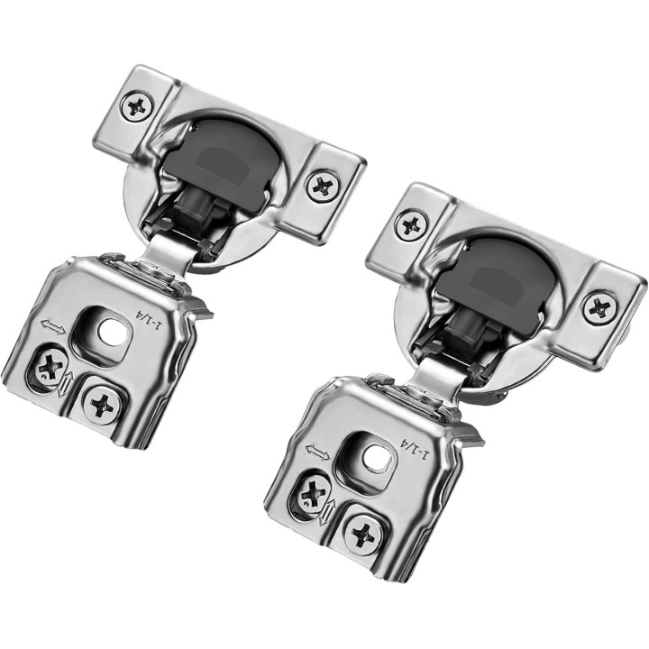 60 Pack 30 Pairs 1-1/4 inch Overlay Soft Close Hinges for Kitchen Cabinet Hinges Satin Nickel Hidden Hinges Stainless Steel Concealed Hinge self Closing