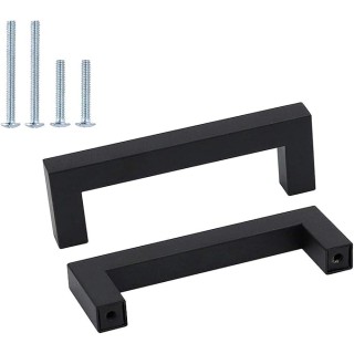 50Pack Black Square Bar Cabinet Pull Drawer Handle Stainless Steel Modern Hardware for Kitchen and Bathroom Cabinets Cupboard, Center to Center 192mm