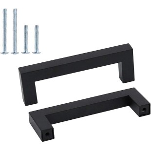 60Pack Black Square Bar Cabinet Pull Drawer Handle Stainless Steel Modern Hardware for Kitchen and Bathroom Cabinets Cupboard, Center to Center 160mm