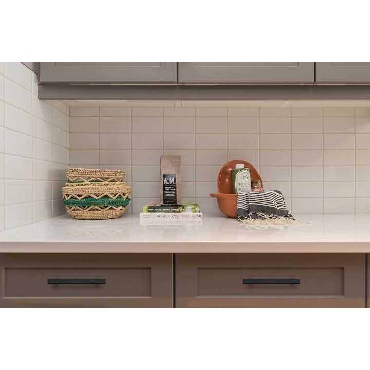 30 Pack 6'' Square Cabinet Pulls Matte Black Stainless Steel Kitchen Drawer Pulls Cabinet Handles 6”Length, 3-3/4” Hole Center