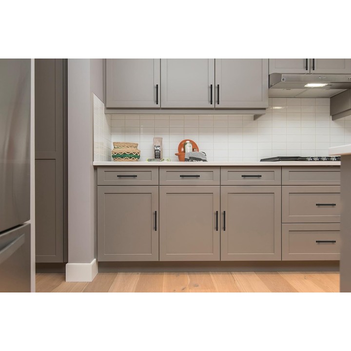 30 Pack 6'' Square Cabinet Pulls Matte Black Stainless Steel Kitchen Drawer Pulls Cabinet Handles 6”Length, 3-3/4” Hole Center