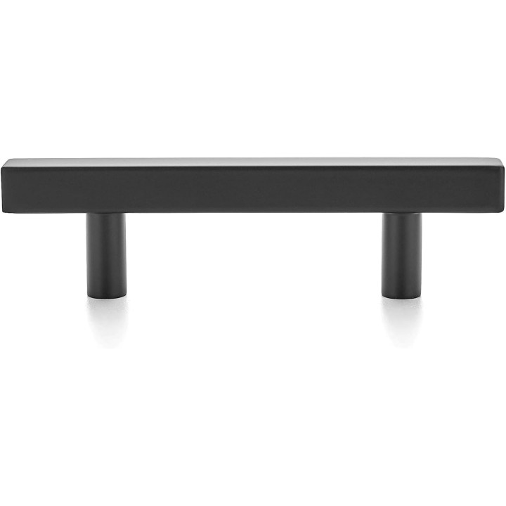 40 Pack 5 inch Square Cabinet Pulls Matte Black Stainless Steel Kitchen Drawer Pulls Cabinet Handles 5”Length, 3” Hole Center