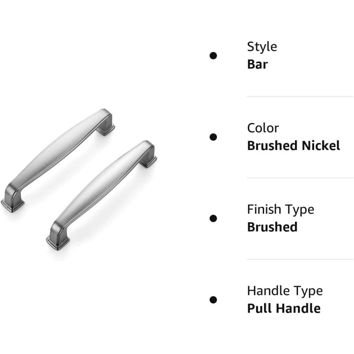 60 Pack Solid 3-3/4 Inch Kitchen Cabinet Handles Brushed Nickel Cabinet Pulls Satin Nickel Drawer Pulls Kitchen Cabinet Hardware Kitchen Handles for Cabinets Cupboard Handles Drawer Handles
