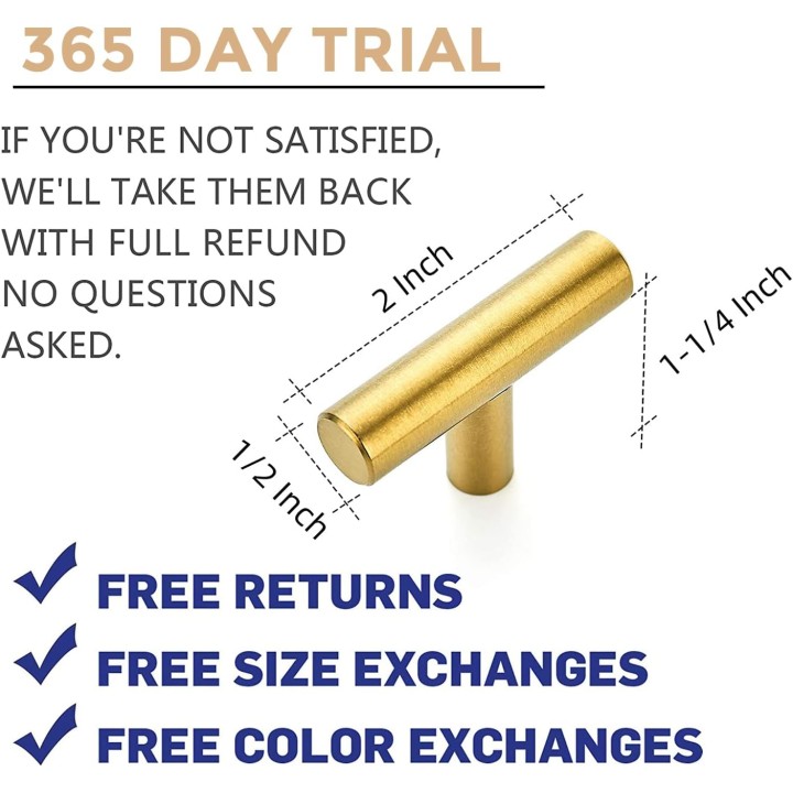 30 Pack 2 inch Cabinet Pulls Brushed Brass Stainless Steel Kitchen Cupboard Handles Cabinet Handles 2”Length