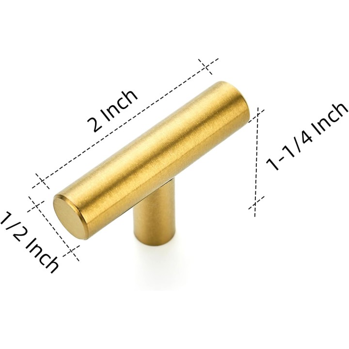 10 Pack 2 inch Cabinet Pulls Brushed Brass Stainless Steel Kitchen Cupboard Handles Cabinet Handles 2”Length