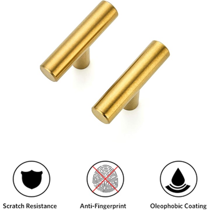 10 Pack 2 inch Cabinet Pulls Brushed Brass Stainless Steel Kitchen Cupboard Handles Cabinet Handles 2”Length