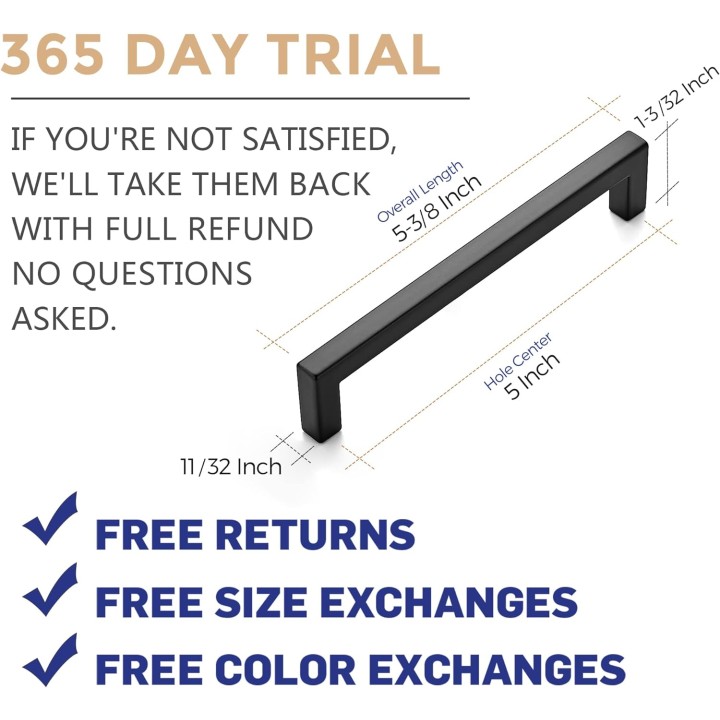 30 Pack Solid 5 Inch Center to Center Slim Square Bar Drawer Handles Kitchen Cabinet Handles Black Drawer Pulls Kitchen Cabinet Hardware Kitchen Handles Matte Black Cabinet Pulls