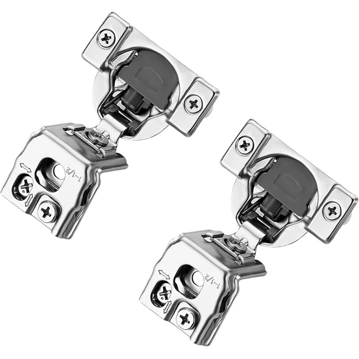 60 Pack 30 Pairs 1-1/2 inch Overlay Soft Close Hinges for Kitchen Cabinet Hinges Satin Nickel Hidden Hinges Stainless Steel Concealed Hinge self Closing