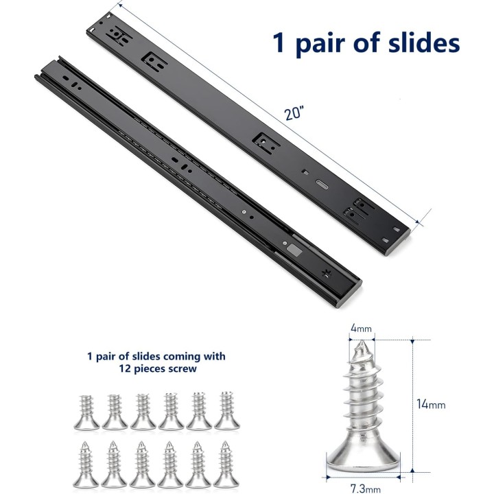 10 Pairs 20 Pack 20 Inch Full Extension Ball Bearing Drawer Slides Side Mount Soft Close Drawer Slides Drawer Glide