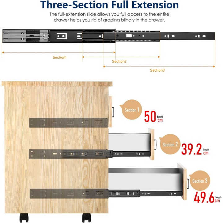 10 Pairs 20 Pack 20 Inch Full Extension Ball Bearing Drawer Slides Side Mount Soft Close Drawer Slides Drawer Glide
